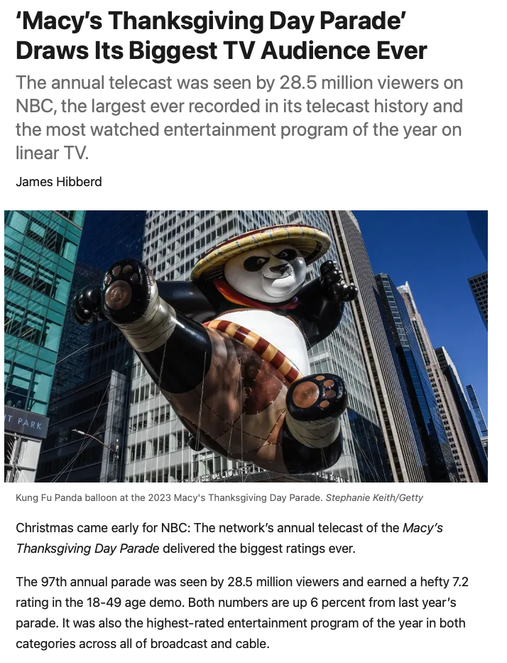 Macy’s Biggest TV Audience